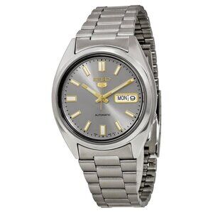 NWT Authentic Seiko 5 Automatic Grey Dial Stainless Steel Men's Watch